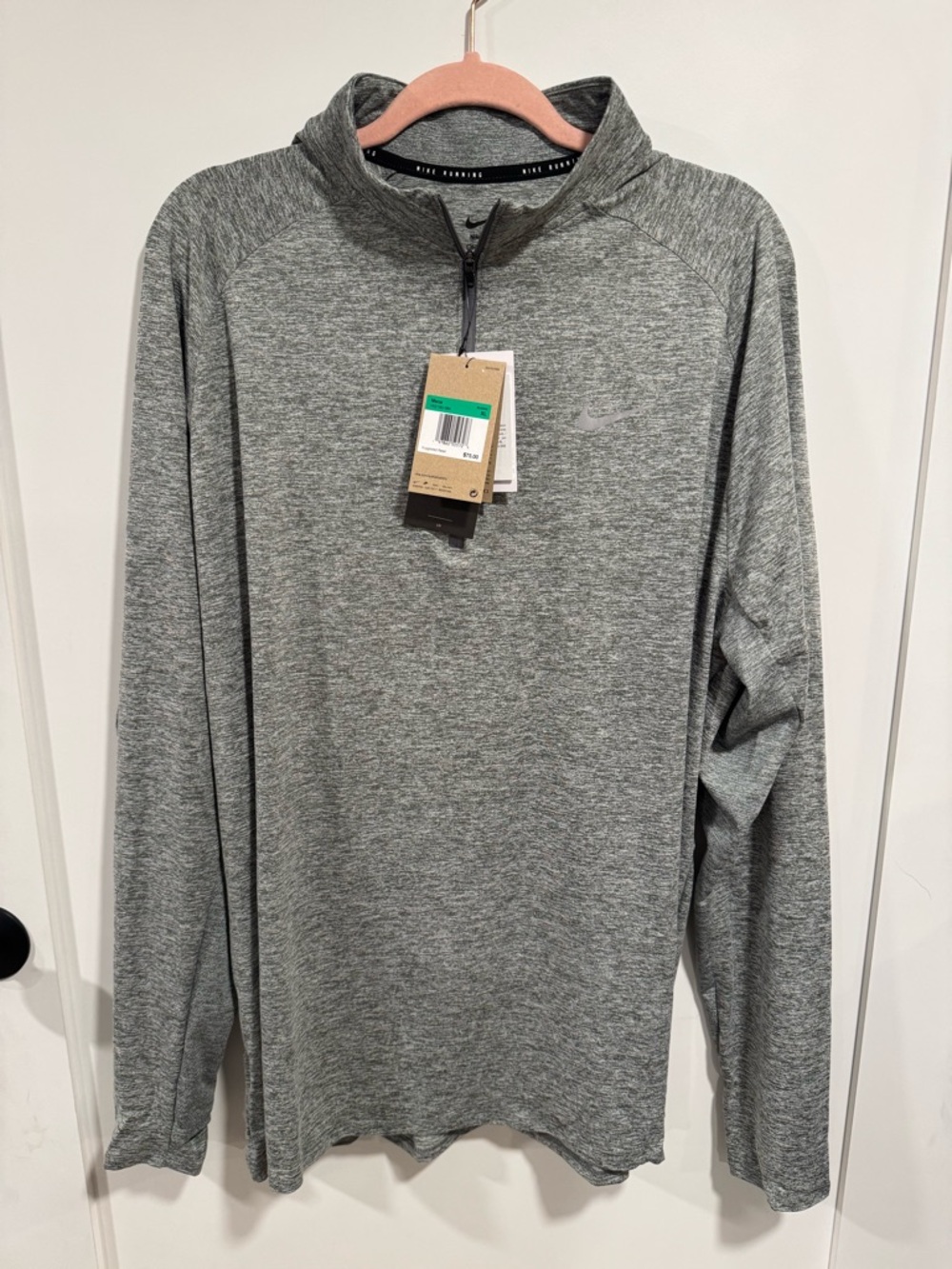 Nike Heathered Light Gray Pullover with Swoosh